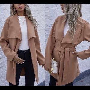 Belted Peacoat Jacket Tan / Camel